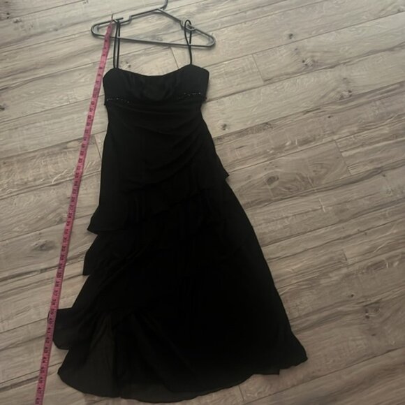 City triangles dress gown tiered ruffle frilly detail beaded black milkmaid tank - Picture 10 of 12